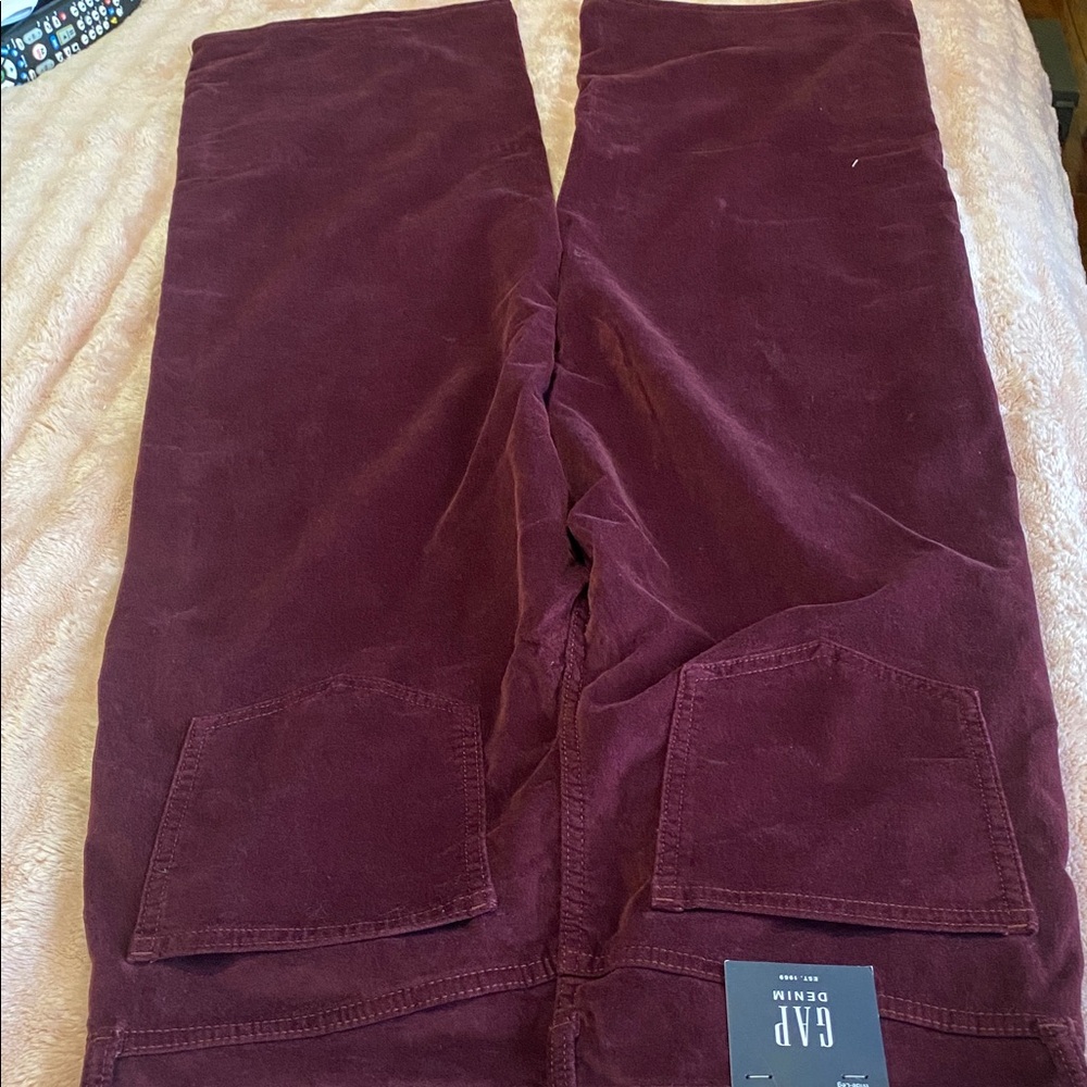 Burgundy Velvet Wide-Leg Pants